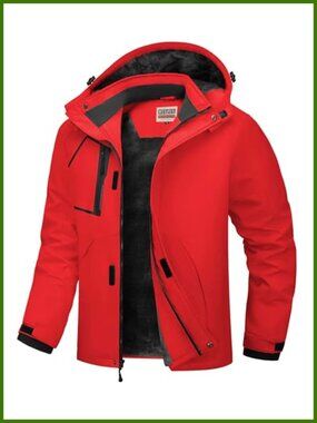 Men's Waterproof Ski Jacket Fleece Lined Windproof Winter Coat Hooded
